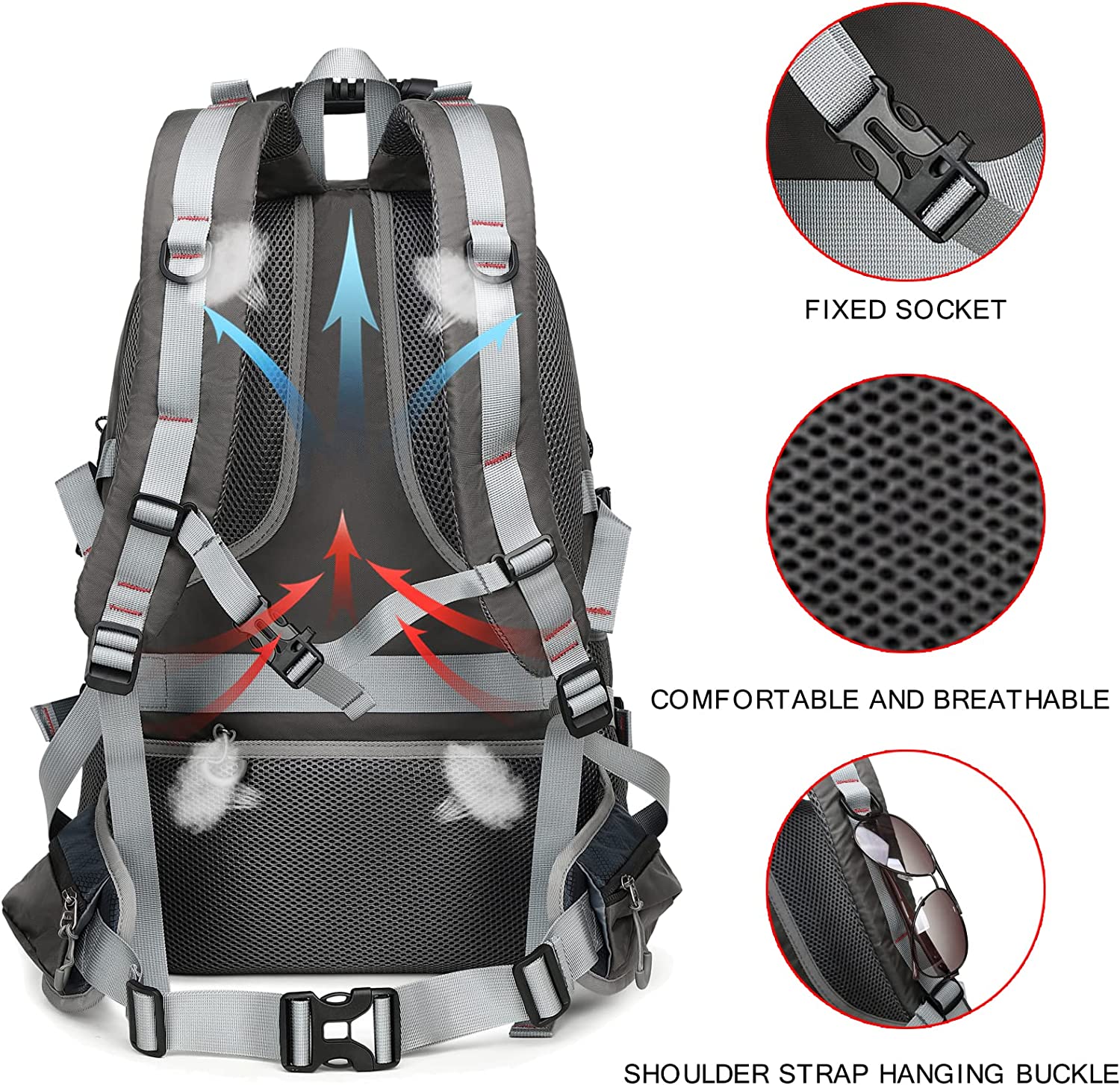 YANIMENGNU MINGMOU Traveling Backpack 40L Waterproof and Light Outdoor Hiking, Men's and Women's Camping Backpack - Image 6
